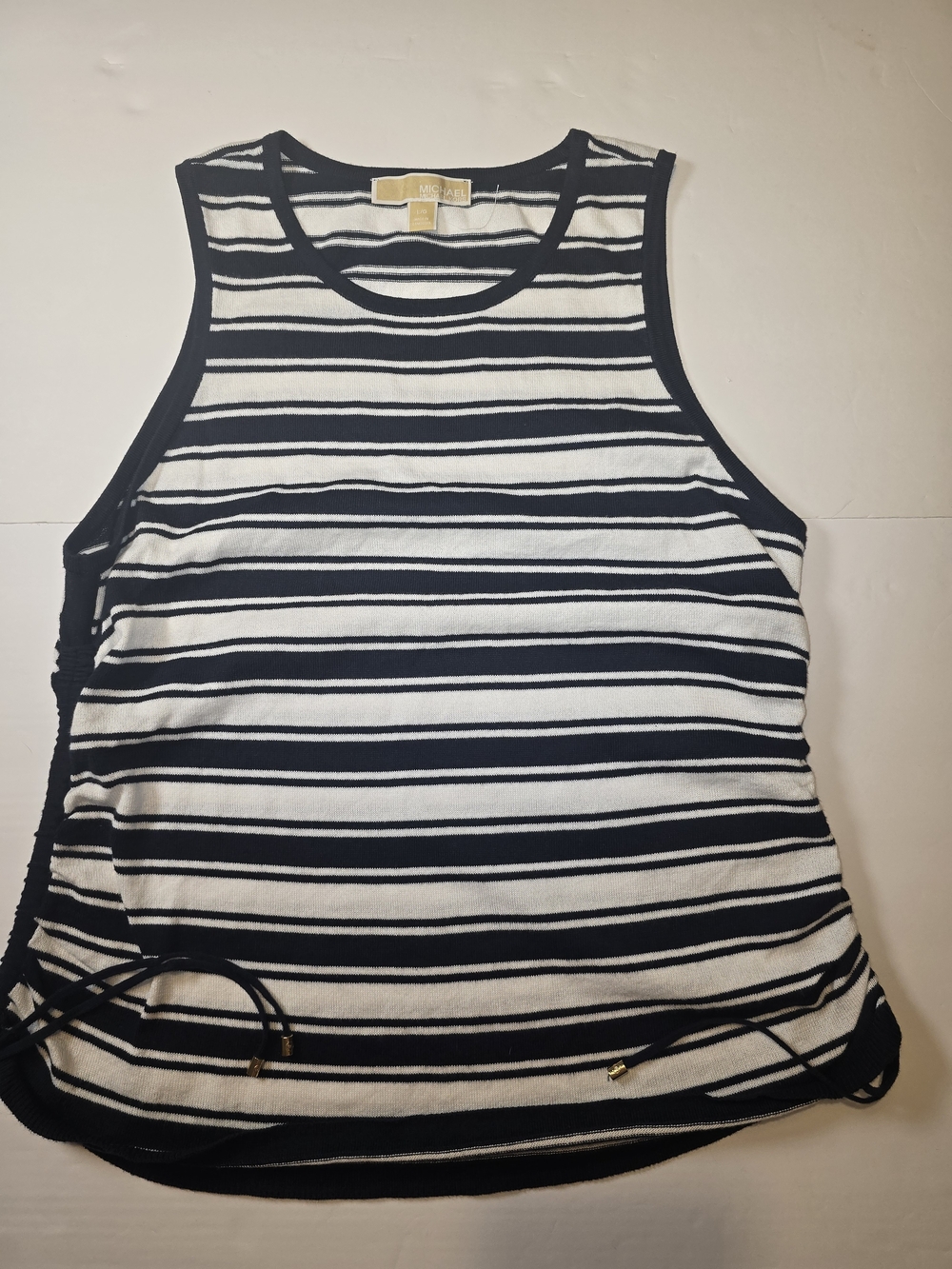Michael Kors Navy & White Striped Drawstring Tank